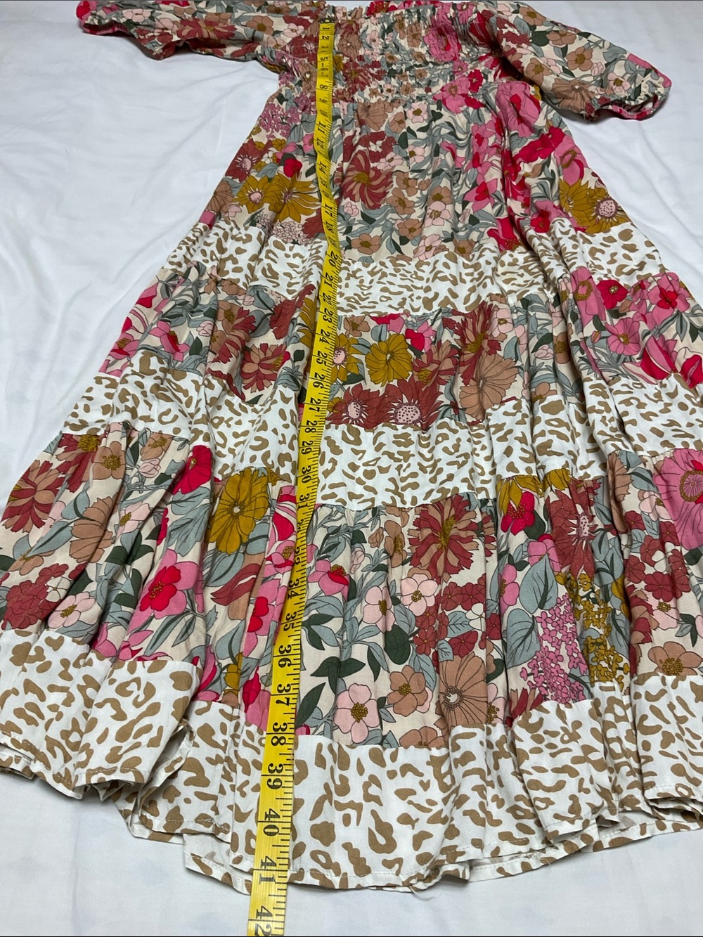 Boho Chic GiGio Floral/Leopard Print Smocked Dress - Picture 5 of 8